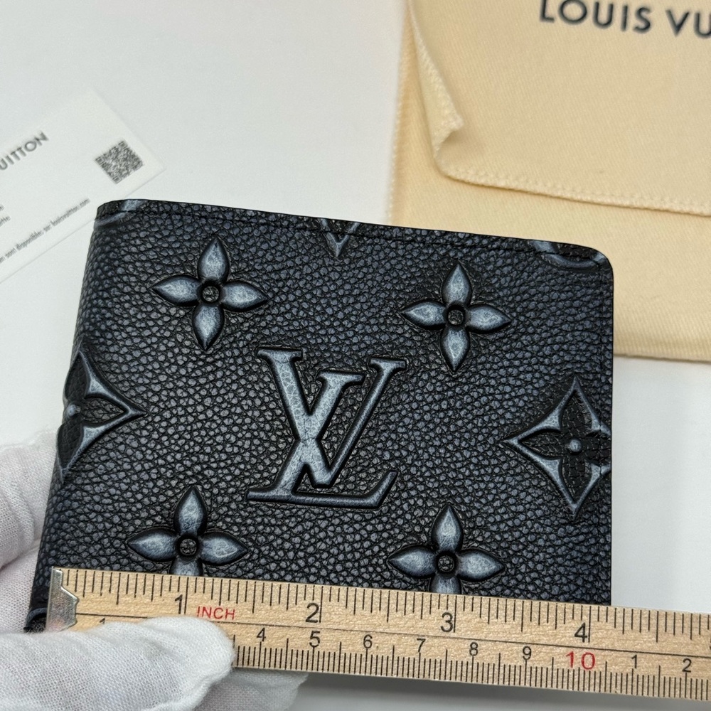 Louis Vuitton Monogram Faded debossed Leather Black Slender Wallet - Picture 4 of 7